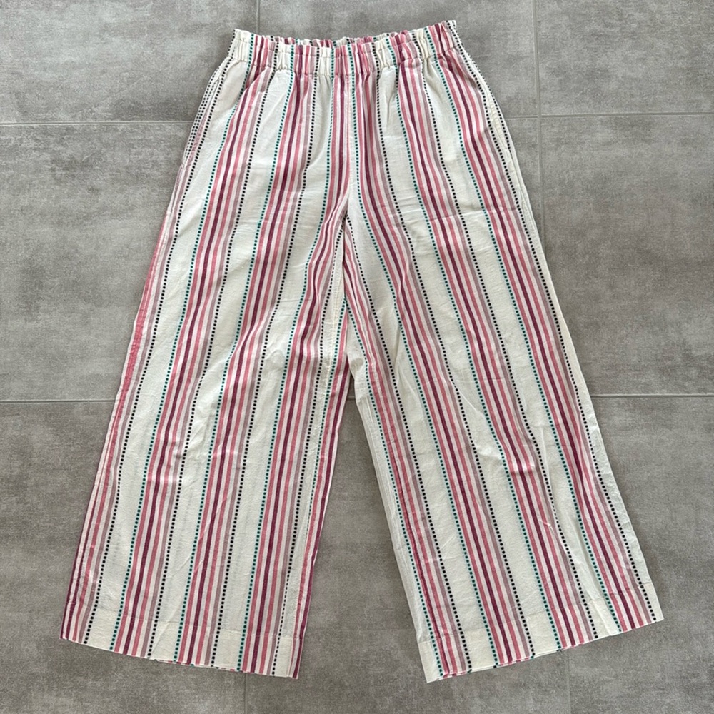 LOFT Beach Striped Pull-On Smocked Wide Leg Pants - Size M - Picture 5 of 9